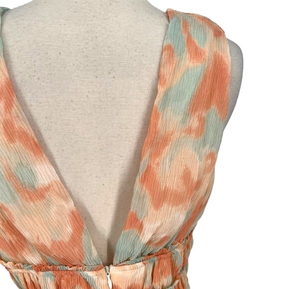 Fanco Tie Dye V-Neck Mini A-Line Dress Mint Orange Size Medium NWT - Picture 5 of 10